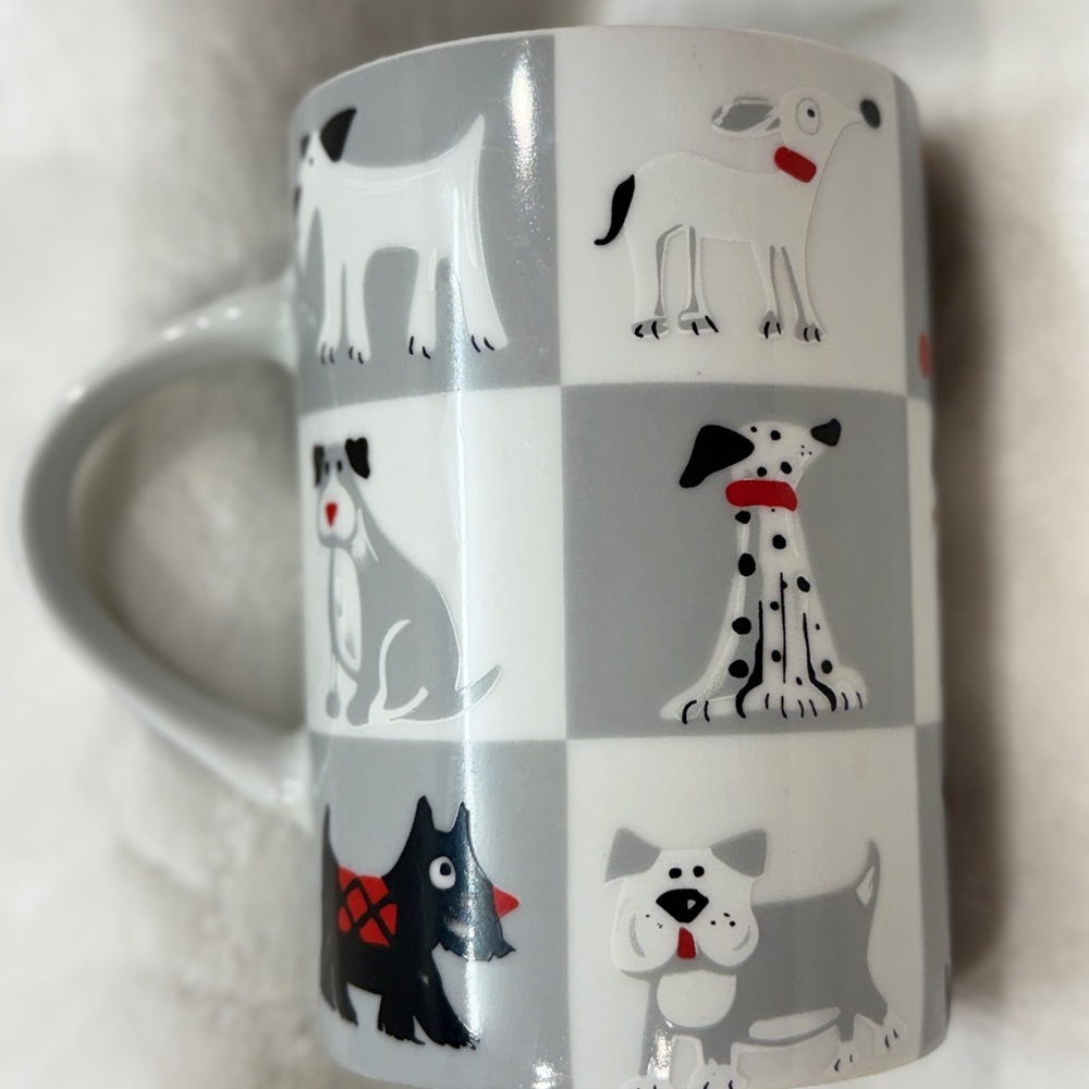 Rayware Checkered Pets Gray Dog-Themed Mug chess